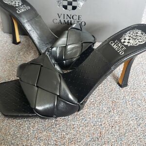 New Vince Camuto black  leather shoes never worn  size 9 paid $80. Sell for $45